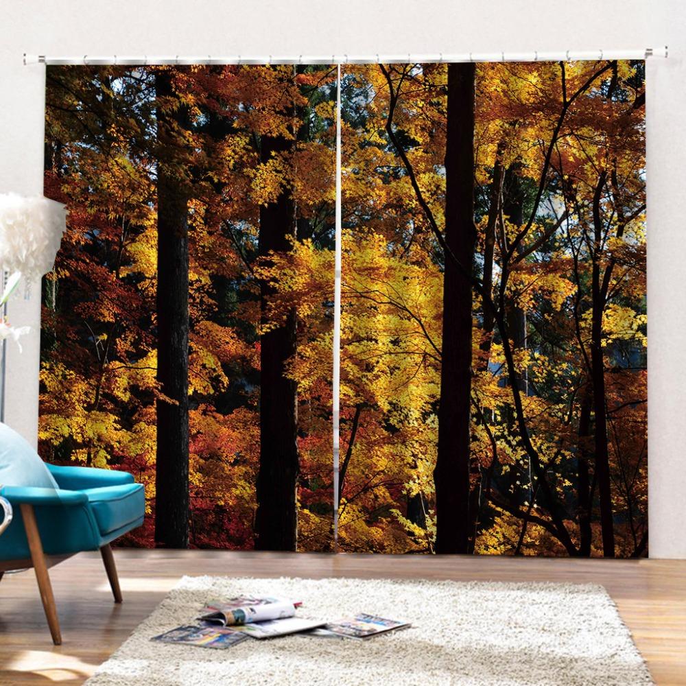 Baumvorhang Verdunkelungsvorhang Luxus Verdunkelung 3D Fenstervorhänge Für Wohnzimmer Schlafzimmer Kundenspezifische Größe Waldvorhänge