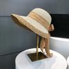 Foldable Big Brimmed Woven Cap Hollow Out Bucket Hat Straw Weaving Beach Hat  Seaside