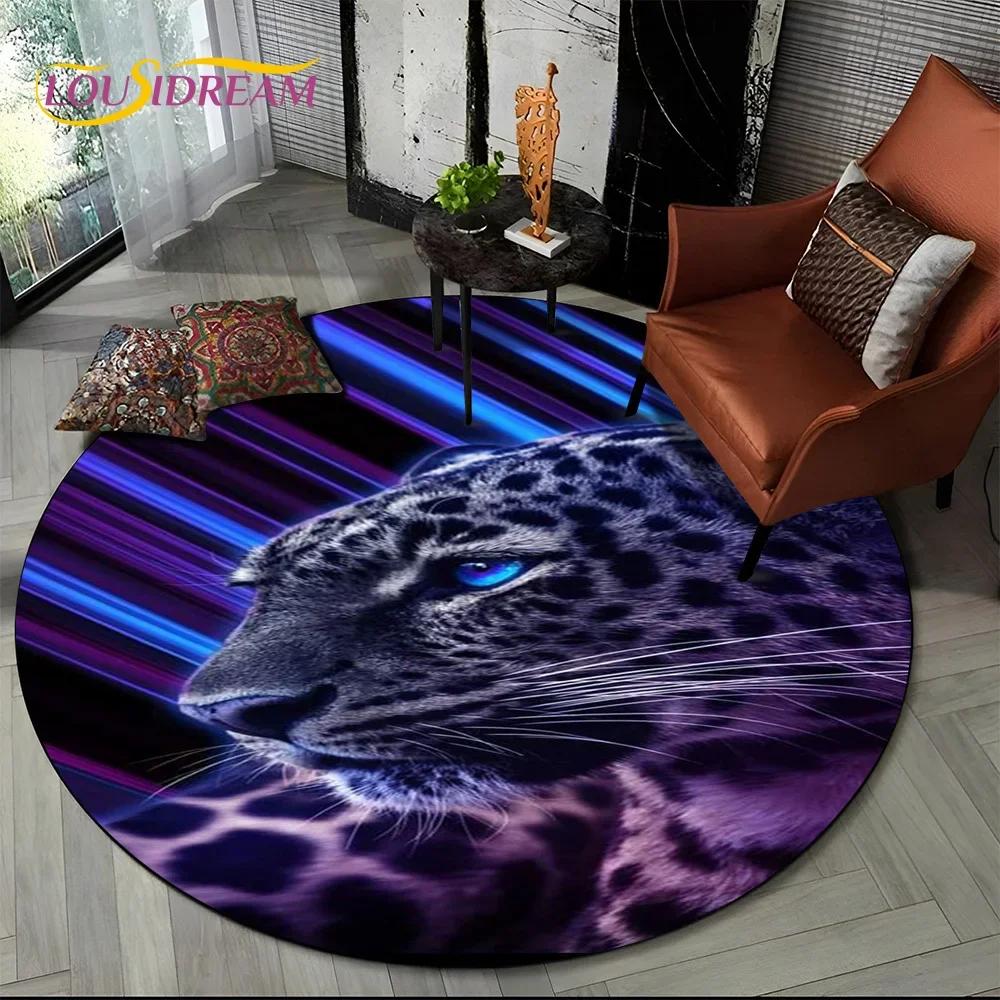 

Beast Tiger Lion Leopard Animal Wildlife Cartoon Round Carpet Rug for Living Room Bedroom Child Decor,Pet Area Rug Non-slip Mat 60cm