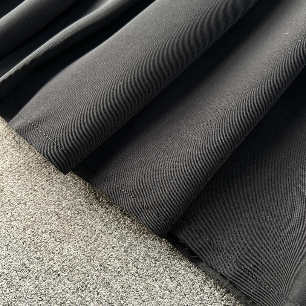 Denim Skirt Women's Design Contrast Color Patchwork Heavy Industry Pleat Long Pleated Skirt High Waist Slimming A- line Skirt