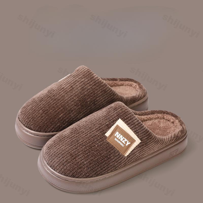 Fashion Large Size 50-51 House Slippers for Man EVA Lightweight Winter Plush Indoor Male Shoes 2025 New Non Slip Warm Platform Slippers