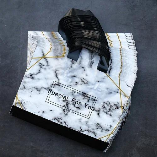 50pcs Plastic Handbag Clothing Store Shopping Packaging Gift Storage Portable Color Shop Universal Bags for Business Pocket