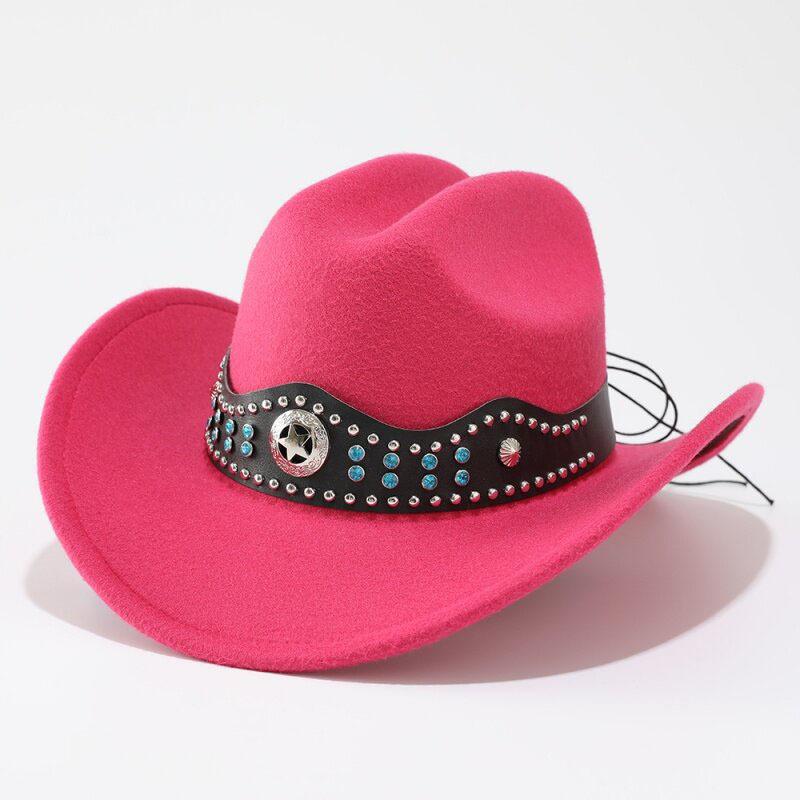 Spring and summer European and American style woolen cowboy hat men and women couple ethnic wind roll along top hat sun hat jazz hat