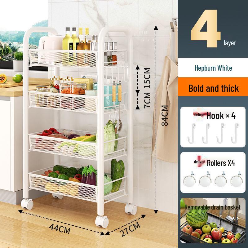 Multi-Layer Movable Kitchen Rack: Floor-Standing Storage Cart for Fruits & Vegetables