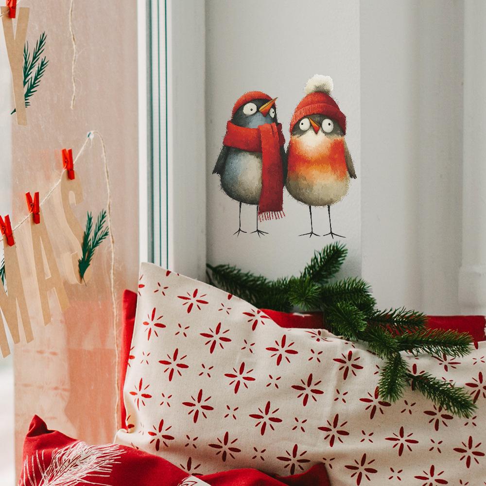 Weihnachtsdekoration Niedlicher kleiner Vogel Glastüren und Fenster Heimverschönerung und Dekoration Fensteraufkleber