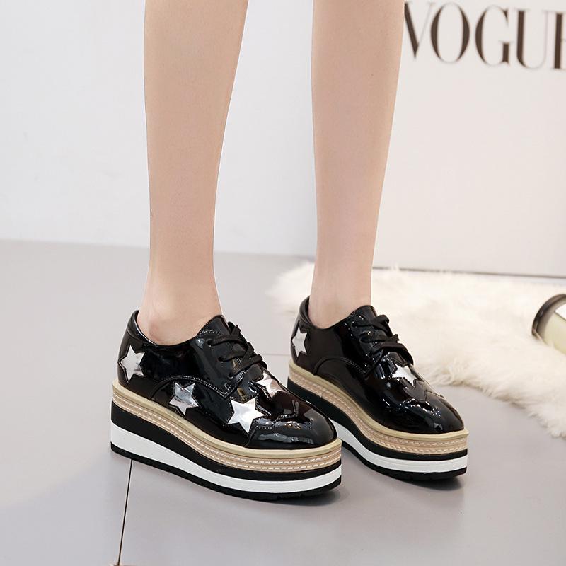 Versatile 2025 Autumn Waterproof Table Lace-up Single Shoes  Shoes Thin Thick-soled Muffin Bottom British College Style HZB-1813