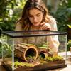 Jumping Spider Habitat Magnetic Wooden Handmade Reptile Cave Spider Enclosure Accessories For Tarantula Gecko Frog Lizard Hermit
