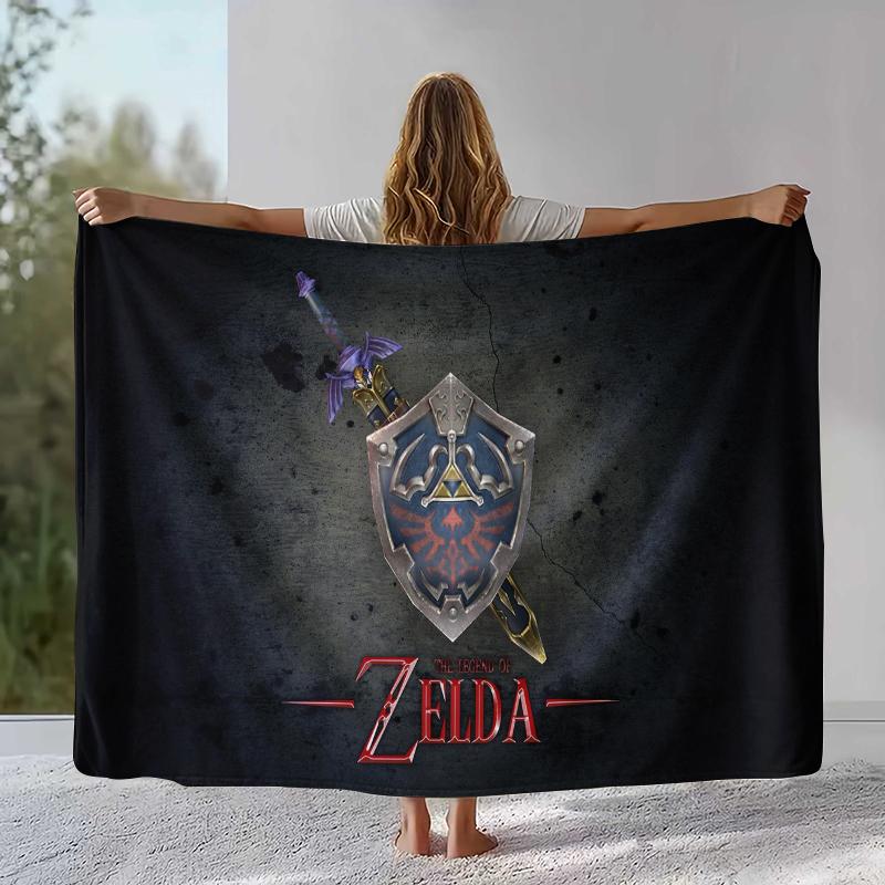 Retro Z-Zelda Cartoon Link Games Flannel Blanket,Ultra Soft Warm Plush Throw for Home Bedroom Bed Sofa Cover Camping Picnic Kid