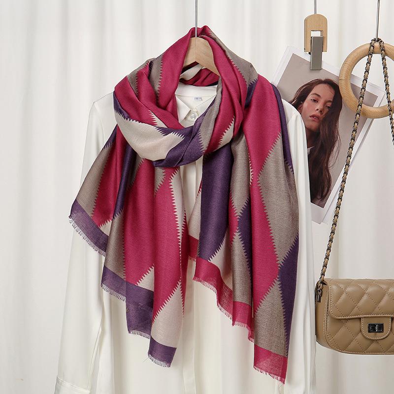 Winter Thick Viscose Scarf Geometric Plaid Fringe Cotton Shawls And Wraps Pashmina Stole Bufandas Muslim Hijab Sjaal 180*90Cm