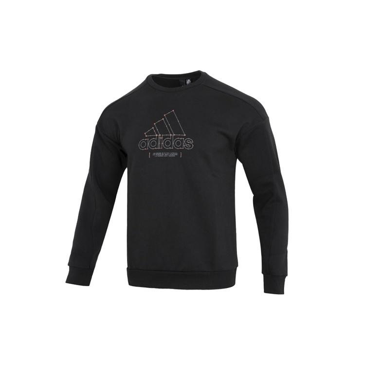 Men s adidas Th Mh Crew Logo Athleisure Casual Sports Round Neck Black HM5152 L