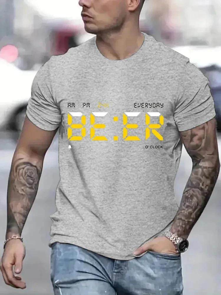 It Is Beer Time T Shirt for Men Vintage T-Shirt O- Neck Classic Man Clothes Oversize Tops Fashion Harajuku Mens Summer Clothing