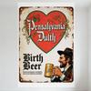 Vintage Pennsylvania Duluth Birth Beer Metal Sign Retro Rustic Wall Decor with Bearded Man & Heart Design, 8x12 Inch Tin Sign Fo