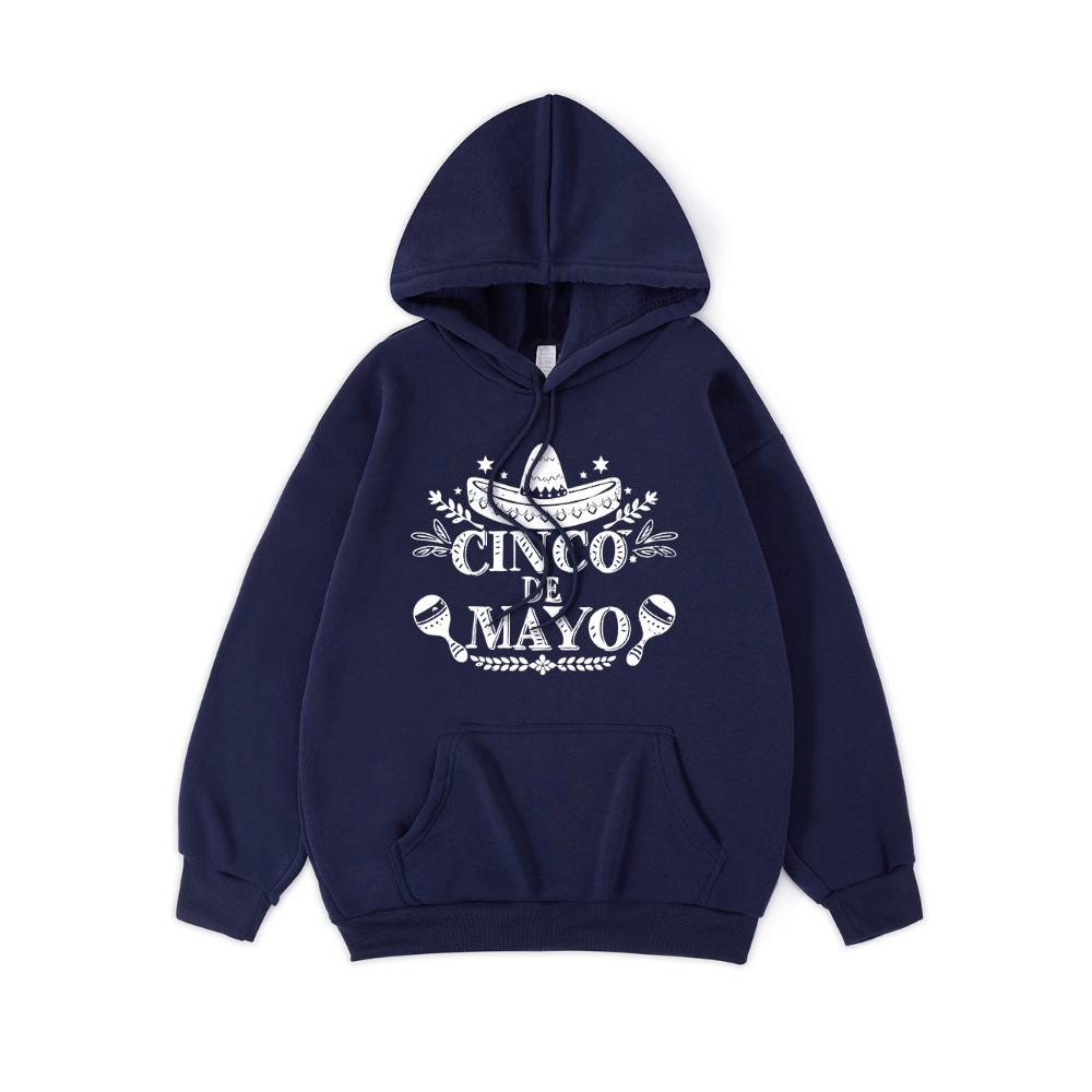 Mexico Cinco De Mayo Printing Hoodie Womens Basics Sporty Hooded Fleece Warm Soft Pullovers Casual Pocket Womans