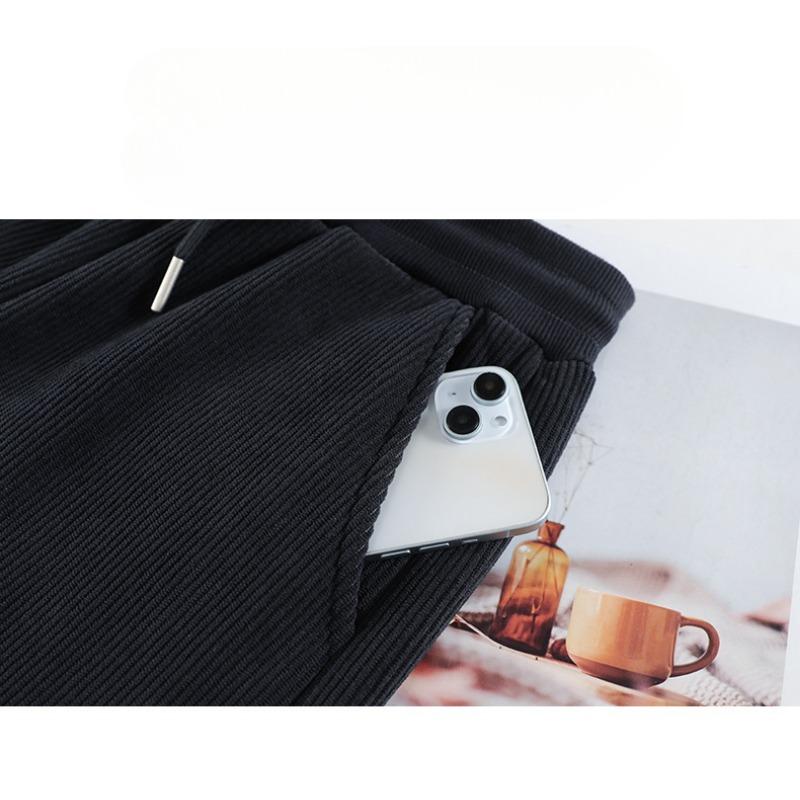 Women High Waist Casual Loose Pants Straight Wide Leg Female Thick Baggy Trousers