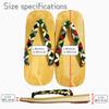 Sandales Geta Edoten, Fabriquées au Japon, Semelle Tatami Jaune, Bride à Motifs, Shippo Vert, Taille LL