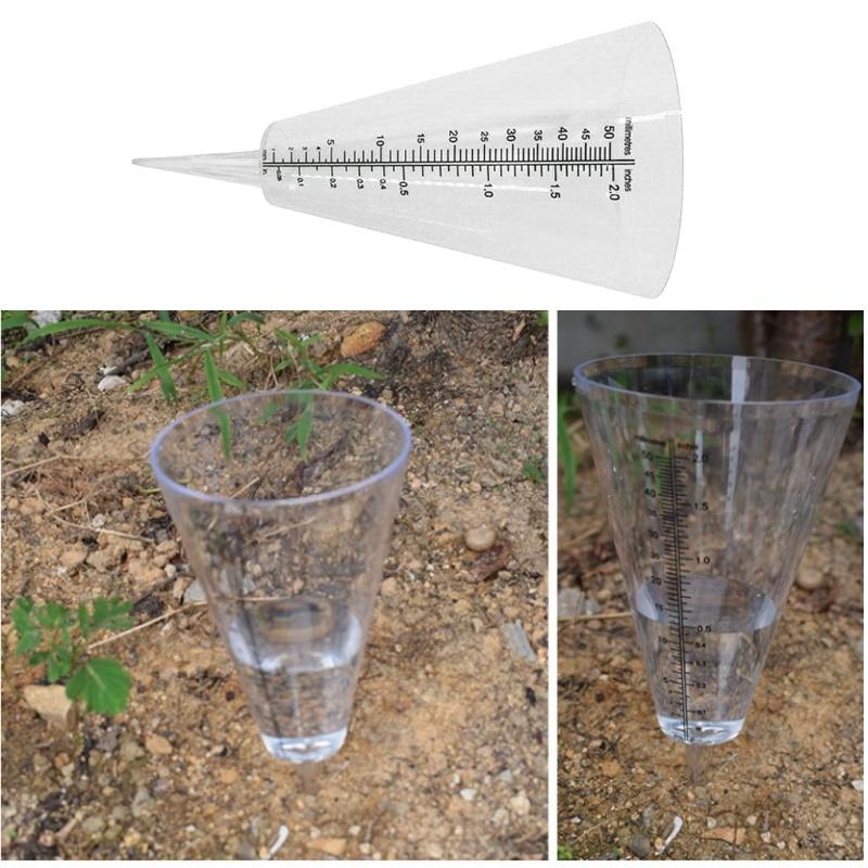 Conical Ground Insert Rain Gauge Transparent White Color Outdoor Gardening Tool