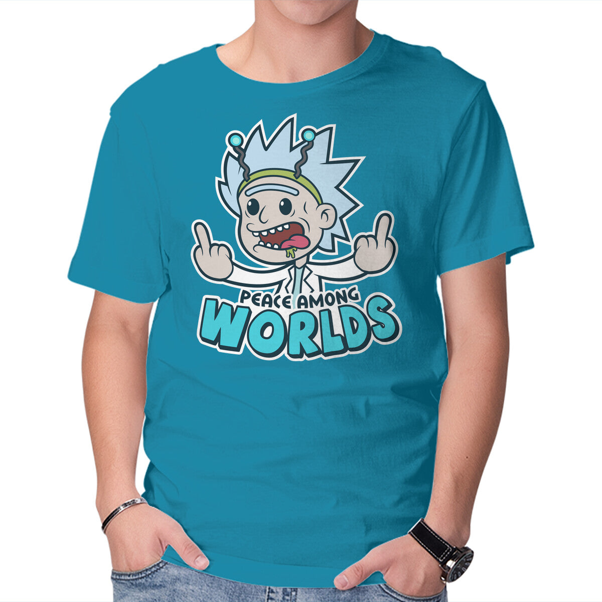 Unisex Crew Neck T-Shirt Peace Among Worlds Graphic Short Sleeve Casual Tee XXL