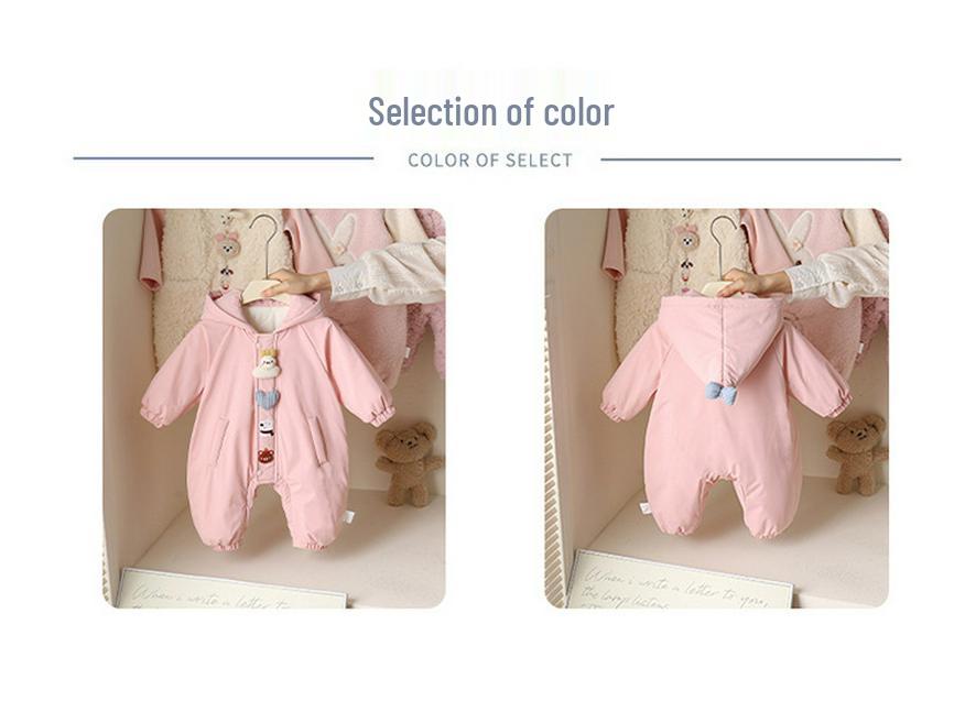 Thickened Winter Fleece-Lined Infant & Toddler Windbreaker Jumpsuit