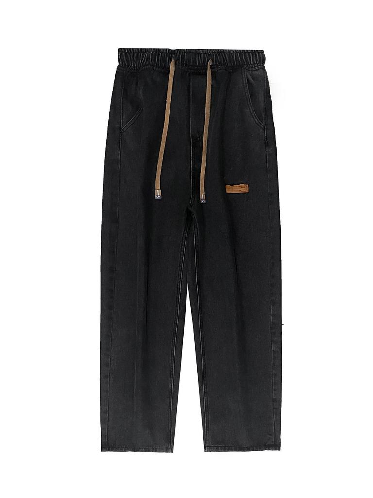 Jeans da uomo alla moda, versatili, con coulisse: Pantaloni Casual High-Street Larghi Dritti a Gamba Larga Primavera e Autunno