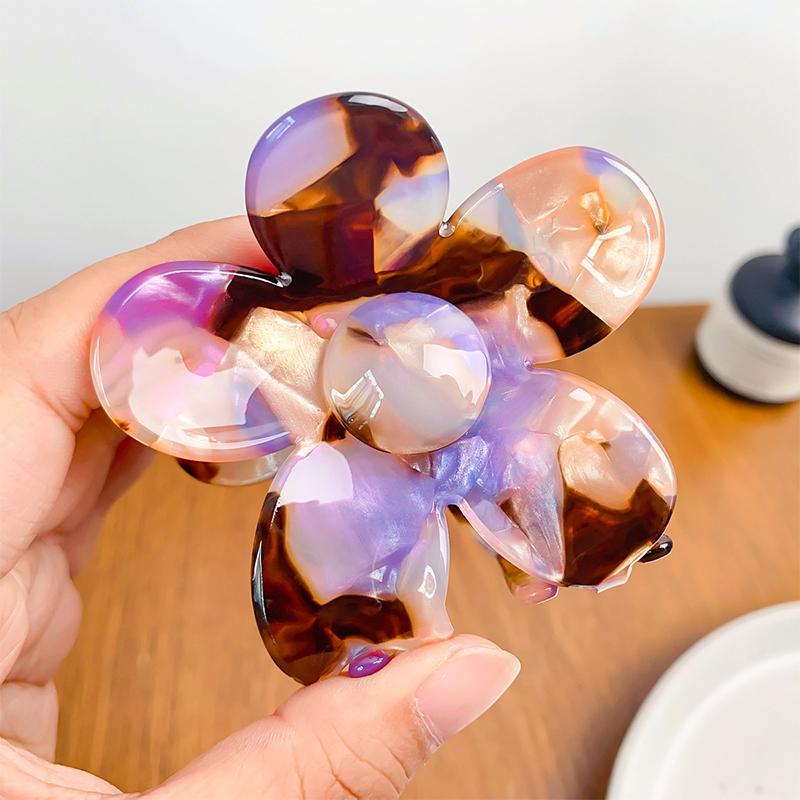 Korean Retro Flower Clip for Women Girls Imitation Acetic Acid Hair Clip Large Shark Clip Hair Accessory Fashion Cute Claw Clip