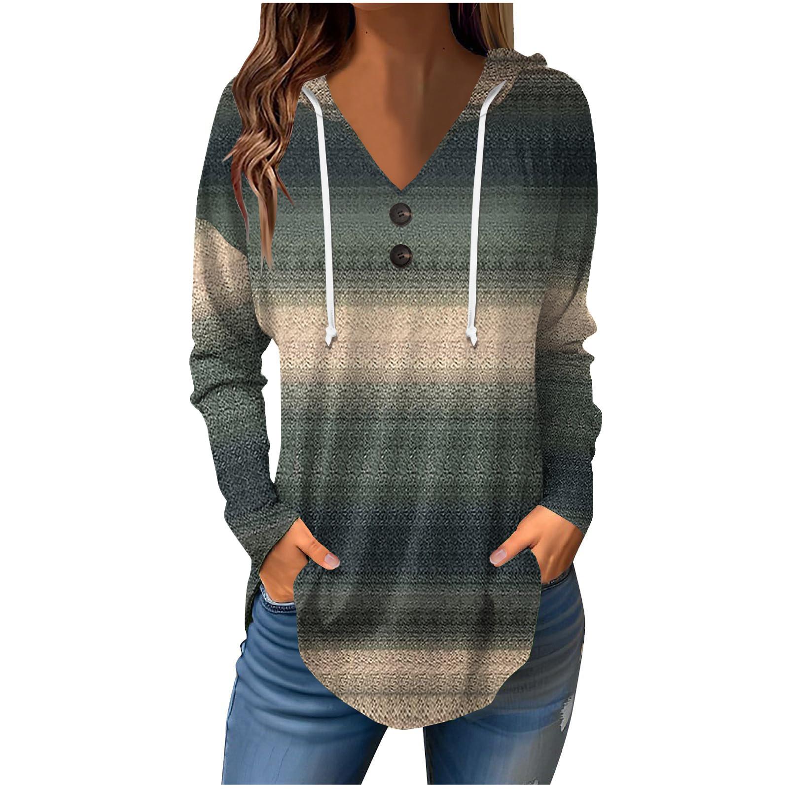 Женские повседневные модные однотонные толстовки с капюшоном на пуговицах и длинными — фото 3