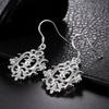 925 Sterling Silver Geometric Perforated Earrings Fashion Wedding Jewelry