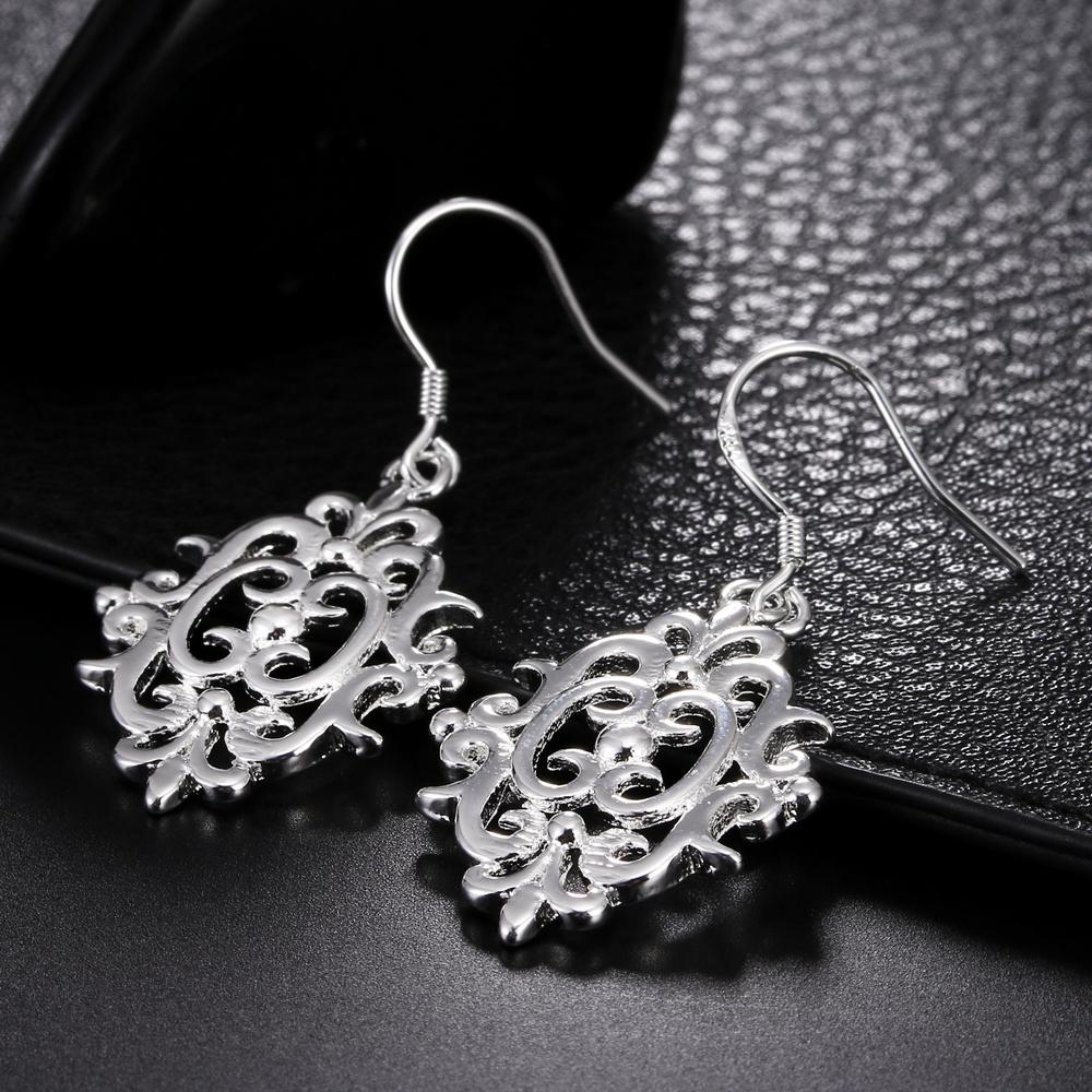 925 Sterling Silver Geometric Perforated Earrings Fashion Wedding Jewelry