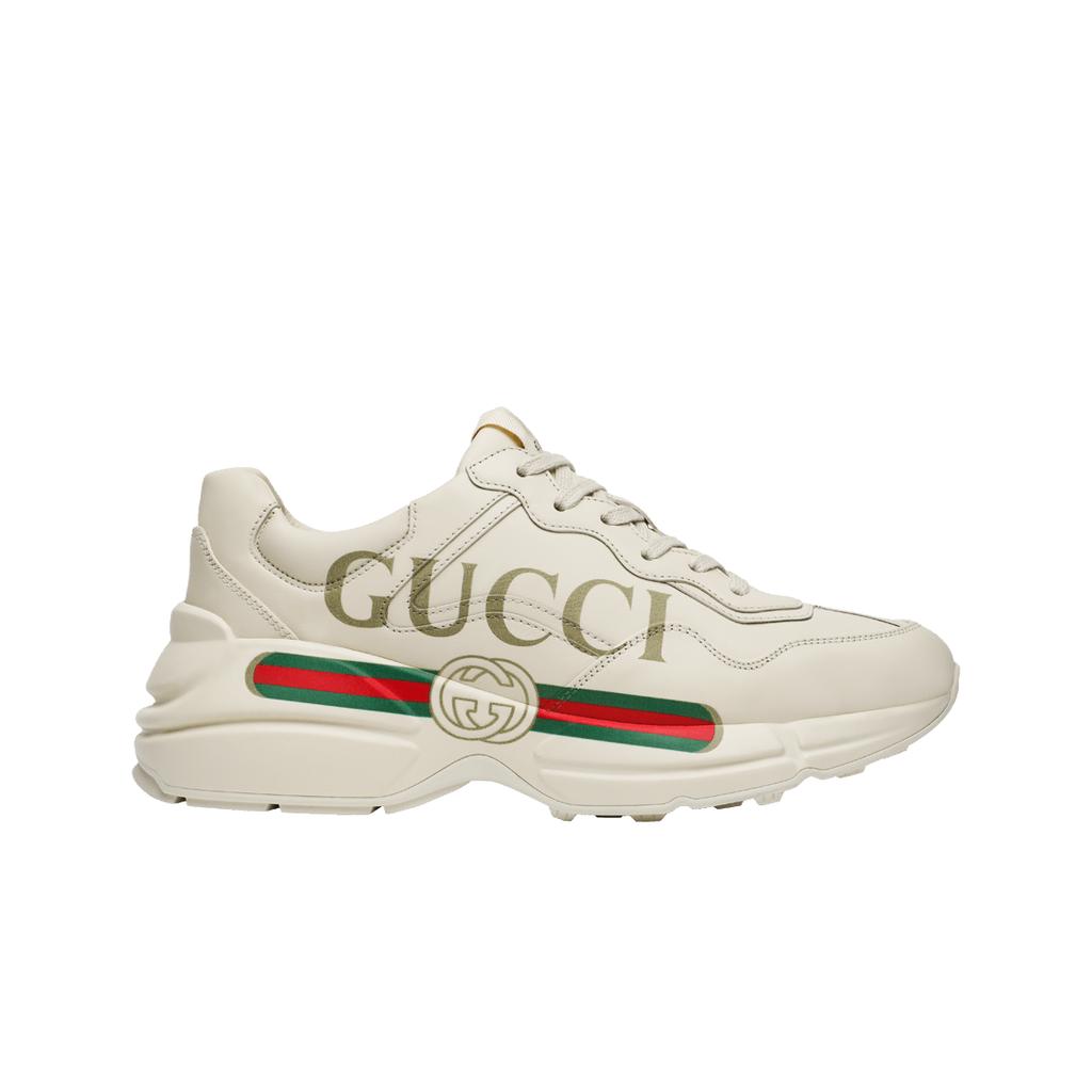 (w) Gucci Rhyton Leather Sneakers Logo