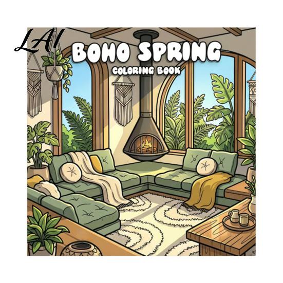 Detailed Illustration Coloring Pads Boho Spring Book Relaxation Stress Relief Line Art Patterns Creative Hobbies for Portable Supplies Home