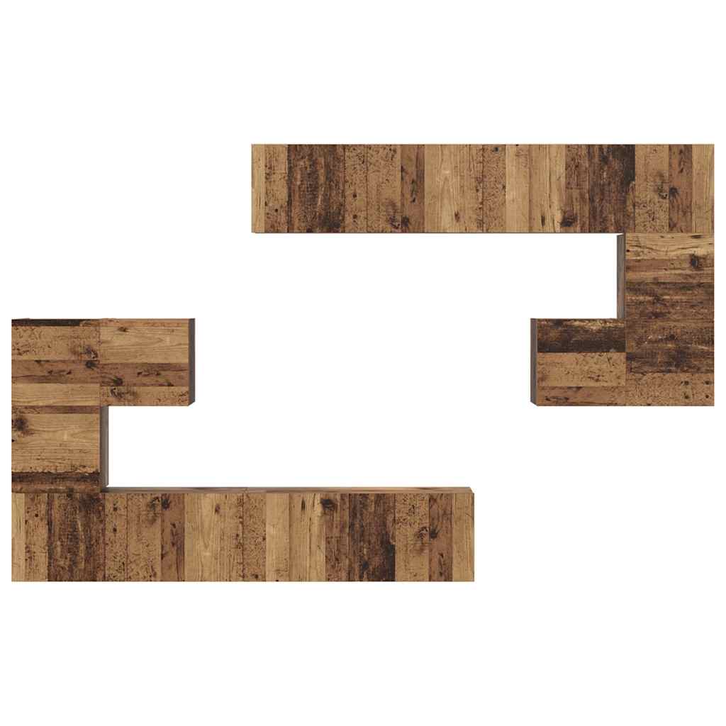 Wall Mounted TV Units Set of 4 Reclaimed Wood Effect Engineered Wood