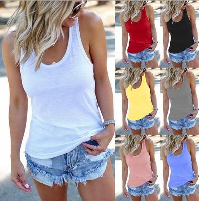 Fashion Women Sleeveless Loose Tops Solid Color Tank Tops