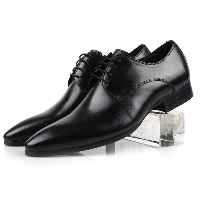 British Pointed Toe Men's Formal Leather Shoes - Cowhide Wedding Shoes
