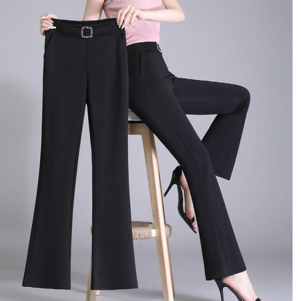Women's High-Waisted Micro-Flare Pants: Stretchy, Slimming, Plus Size, Versatile, Drapey, Body-Hugging, Leg-Lengthening, Spring/Autumn Style.
