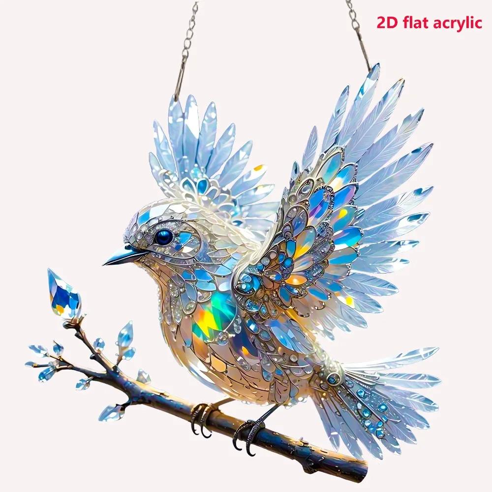 15cm Acrylic Magpie Bird Wall Hanging 2D Bird Hangings Pendant Ornament Home Art Dream Catcher Decoration Stained Window Hanging