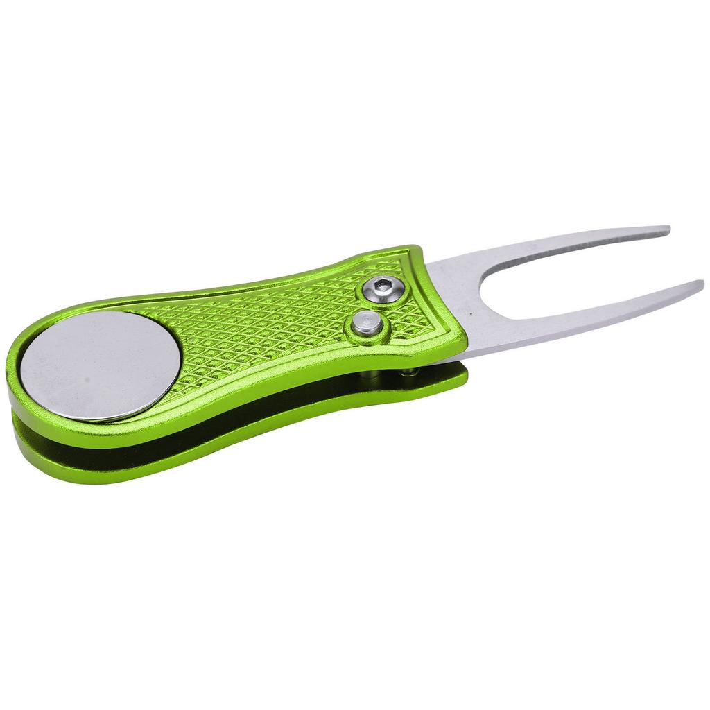 Golf Green Fork Stainless Steel Foldable Golf Divot Repair Tool with Magneti AccessoriesLime