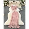 Early Spring Wear Suit Cut Out Split Skirt Suspenders