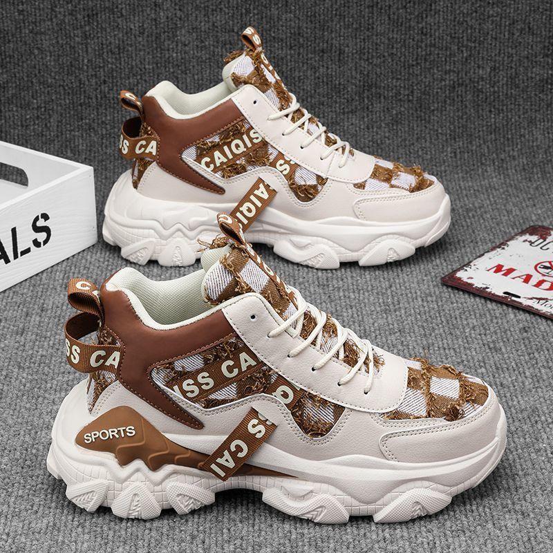 

Autumn and winter men s shoes outdoor basketball shoes platform high-top casual sports shoes student tide shoes high value 44 хаки