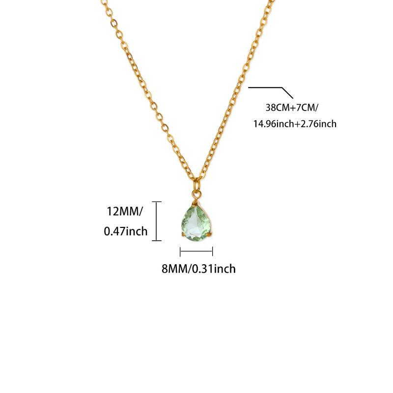 Jewelry Pear Shaped Water Drop Zircon Moon Birthstone Birthstone Necklace Plated 1 Gold Clavicle Chain Stainless Steel
