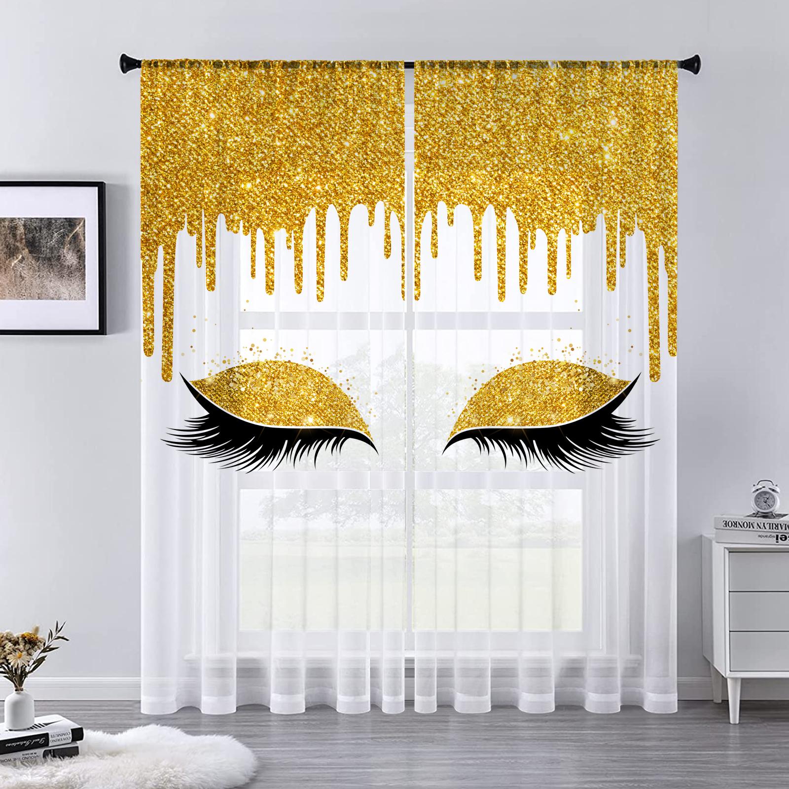 

Modern Eyelashe Drapes Fitting for Living Space Transparent Tulle Sheer Curtain Drapes Window Sheer Suitable ideal for The Bedroom Accessories Decor 100W130H(CM)40x51in&Hook