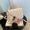 2022 Autumn Vintage Solid Color Crossbody Handbag with Stylish Diamond Lattice
