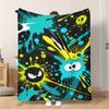 Fflannel Blanket 1pc Splashing Colors with Faces Soft Comfortable and Warm This Nap Blanket/sofa Blanket Is Suitable for All Seaso