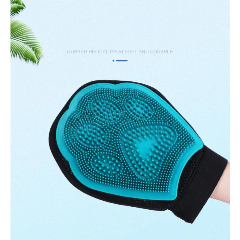 Dog Cat Hair Comb JUEeaning Brush Both Sides Massage Pet Grooming Glove Blue for Bath Hair Removal