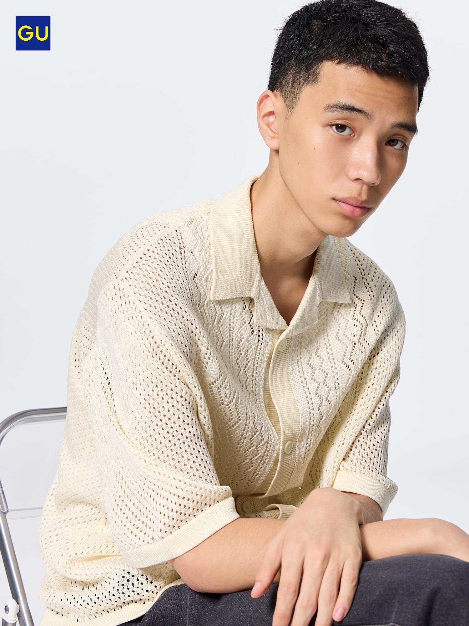 

Рубашка Uniqlo Gu Mesh Knit с открытым воротником и коротким рукавом