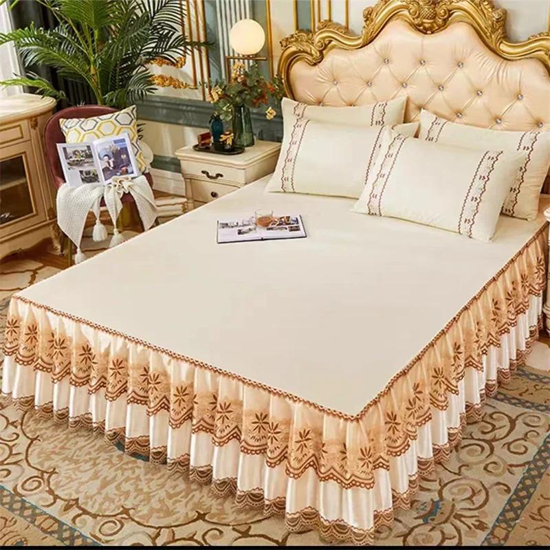 Lace Princess Bedspread Bed Skirt Style Dustproof Decorative Bedspread Big Heming 1.5/1.8/2m Mattress Anti Slip Protective Cover