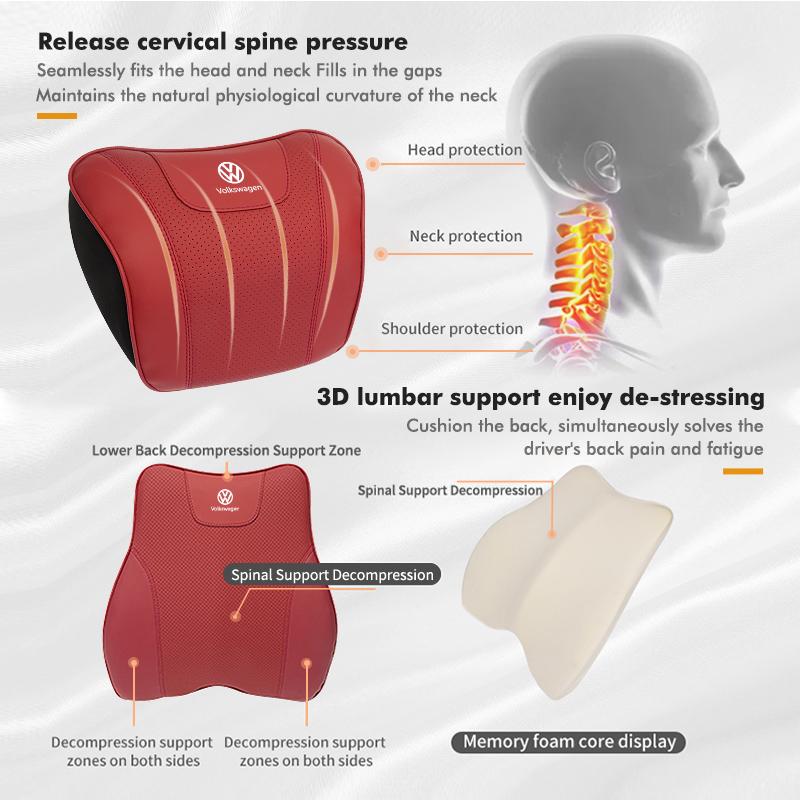 Car Headrest Waist Triangle Pillow Memory Foam Cushion Support For Volkswagen VW Polo Jetta Sagitar Magotan Passat B5 B6 B7 CCOJ2