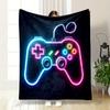 Neon Glow Gaming Controller Design print blanket soft and cozy perfect for the living room bed sofa or a nap,gift