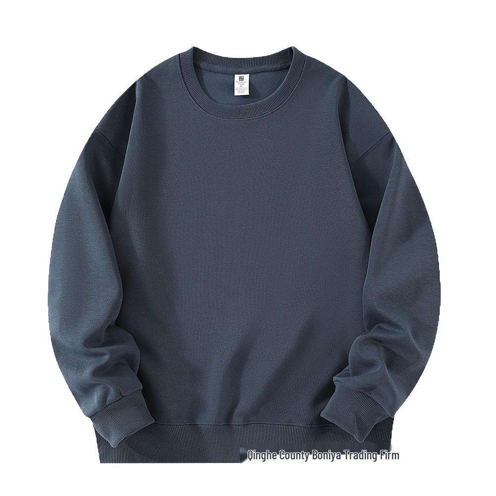 Men's Heavyweight Silver Fox Velvet Sweatshirt - Warm, Thick, Round Neck, Versatile, Long-Sleeved Casual Top for Autumn and Winter
