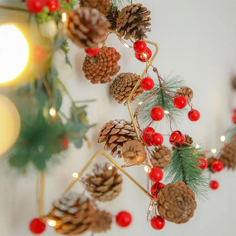 Christmas LED String Light Outdoor Waterproof Pine Cone Light Battery Box LED Copper Wire Fairy Garland Patio Decorate Lamp