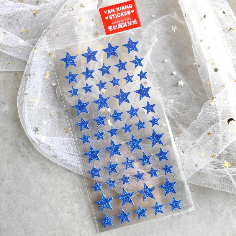 1pc Colorful Bronzing Star Sticker Gold Red Love Girl Handmade Dress Material Reward Sticker Scrapbooking Stickers Aesthetic