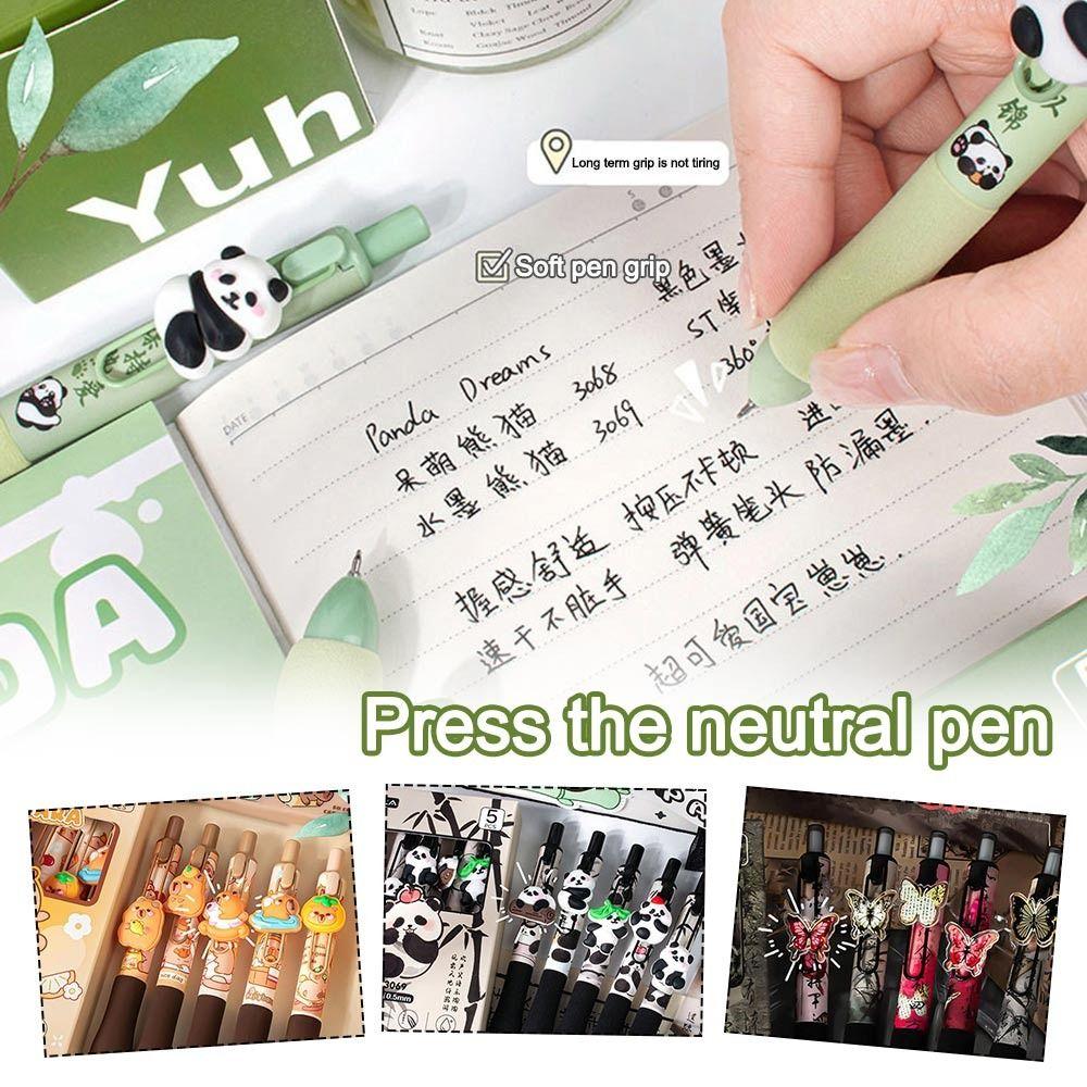 

5 шт. Швидкосихаюча гелева ручка Capibara 0,5 мм чорна ручка Мила нейтральна ручка студент Panda-Green